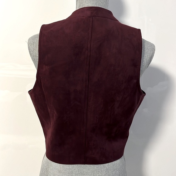 JACK BY BB DAKOTA Burgundy Faux Suede Crop Fitted Vest Zipper Closure, Size L - Picture 4 of 9